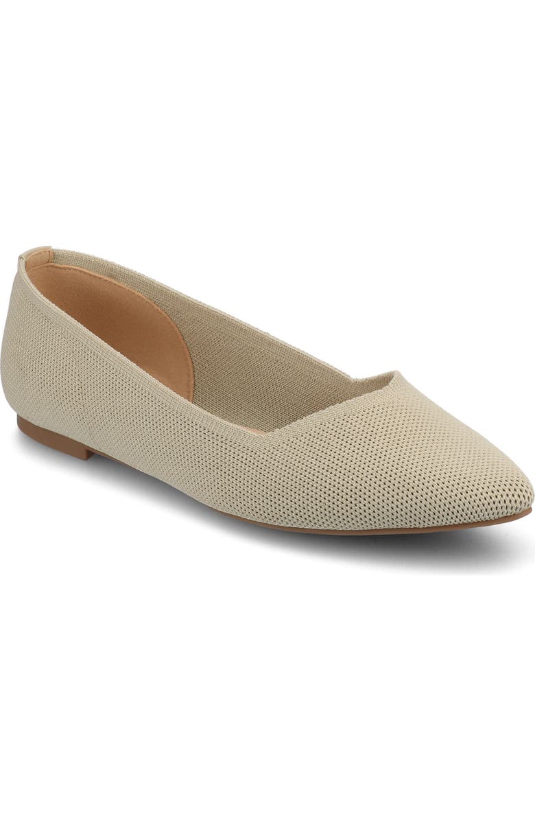 Journee Collection Minnah Knit Almond Toe Flat, Main, color, Taupe