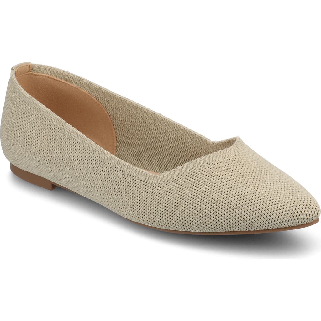 Journee Collection Minnah Knit Almond Toe Flat In Taupe