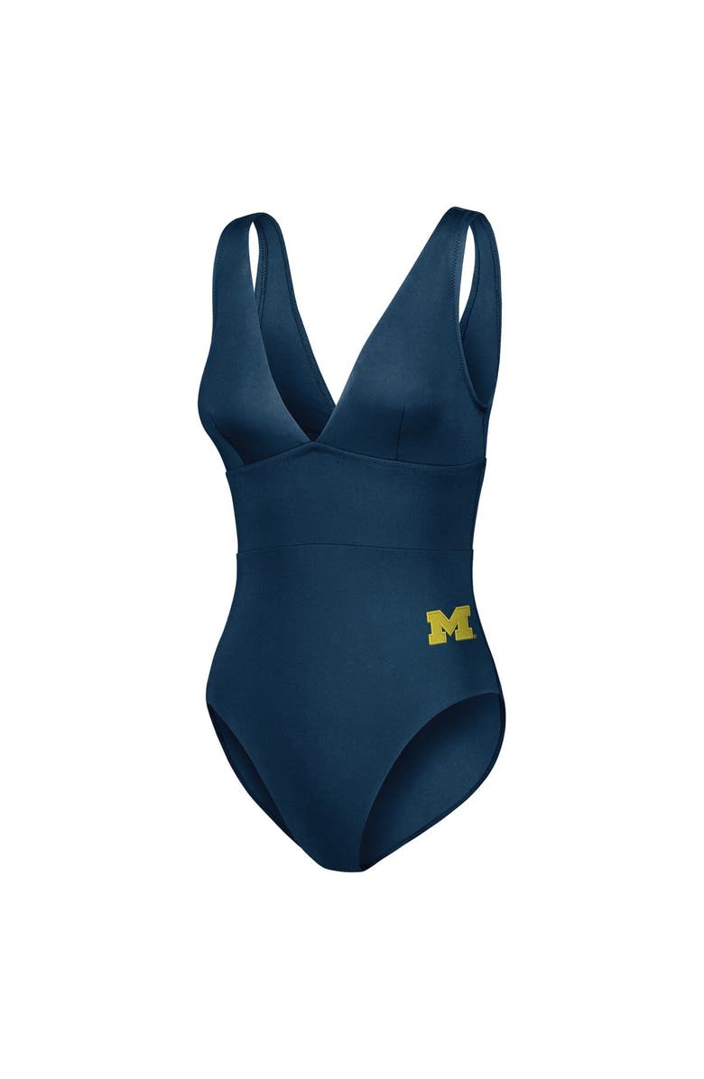 Tommy Bahama Women's Tommy Bahama Navy Michigan Wolverines Palm Modern V-Neck One-Piece Swimsuit, Alternate, color, Navy