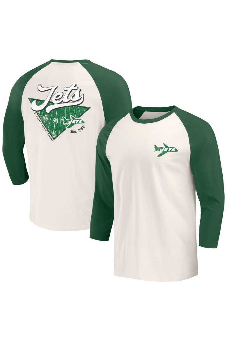 Men's Darius Rucker Collection by Fanatics Kelly Green/White New York Jets Raglan 3/4 Sleeve T-Shirt, Main, color, Kelly Green