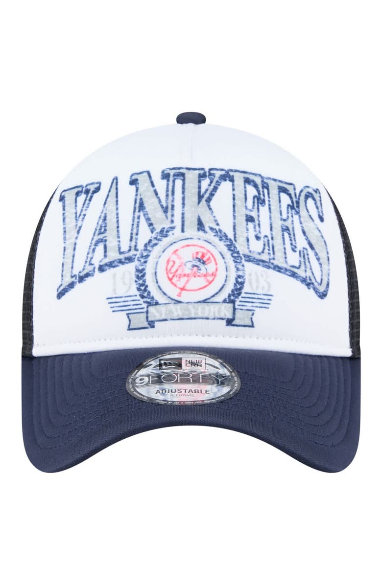 New Era Men's New Era Navy New York Yankees Distressed 9FORTY A-Frame Adjustable Trucker Hat, Alternate, color, Navy