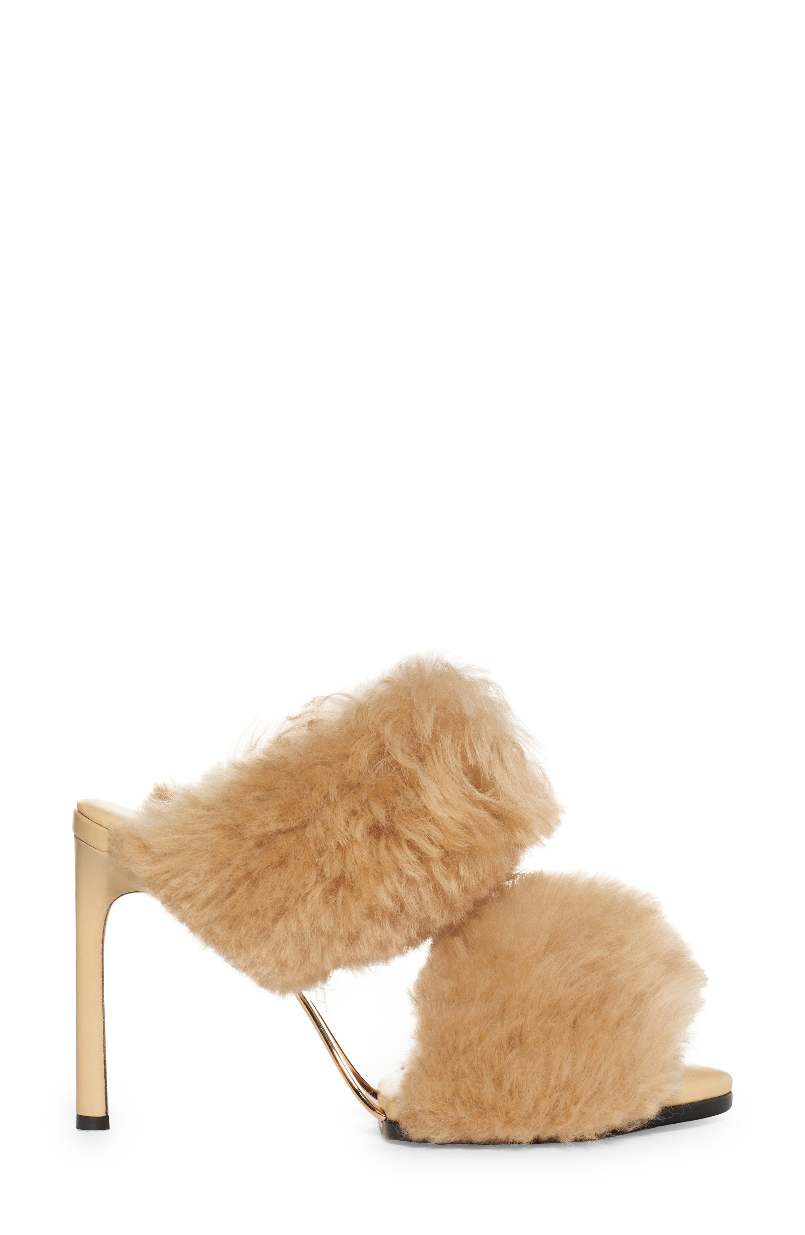 Bottega Veneta Double Strap Genuine Shearling Sandal, Alternate, color, 