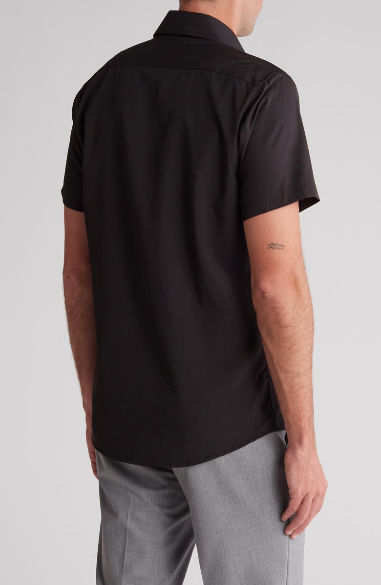 TOM BAINE Slim Fit Performance Short Sleeve Button-Up Shirt, Alternate, color, Black