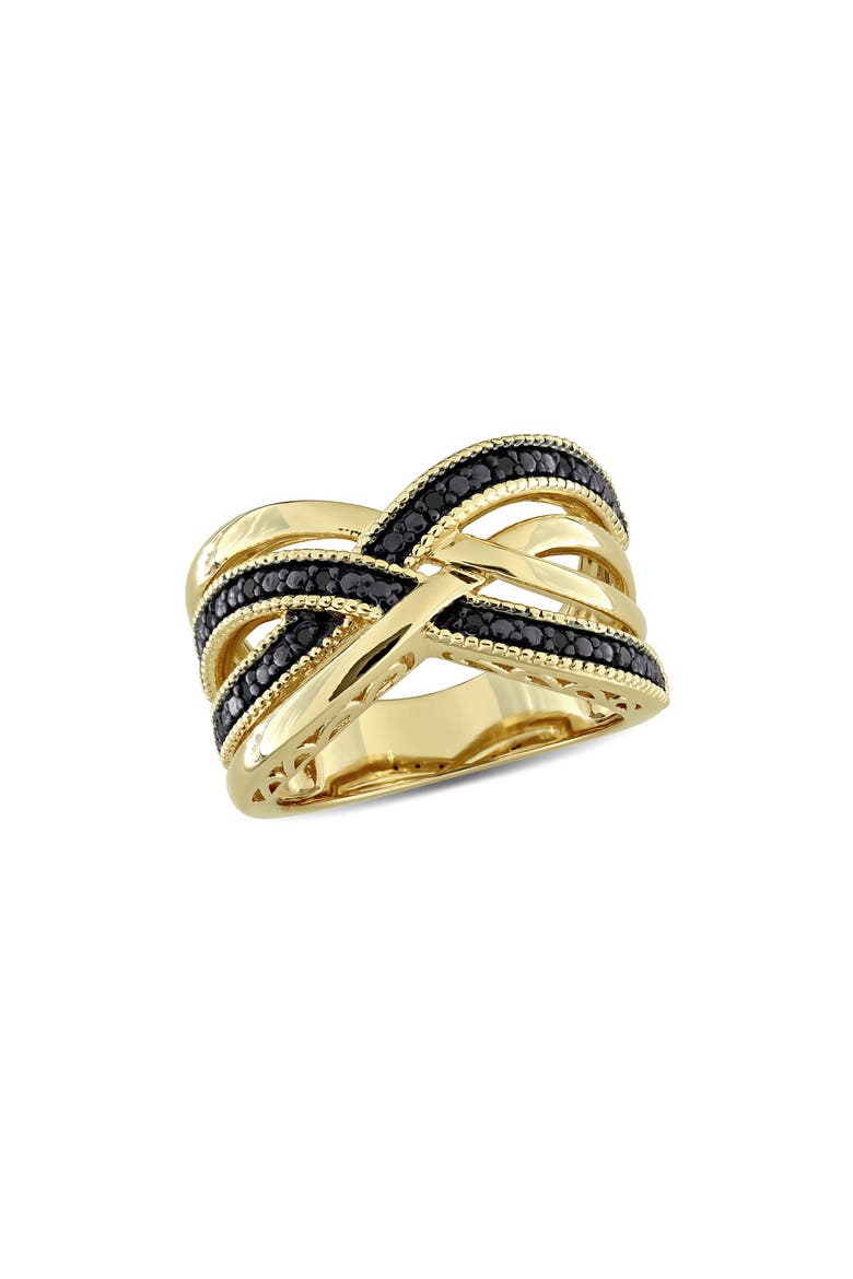 Black Diamond Crisscross Ring, Main, color, BLACK