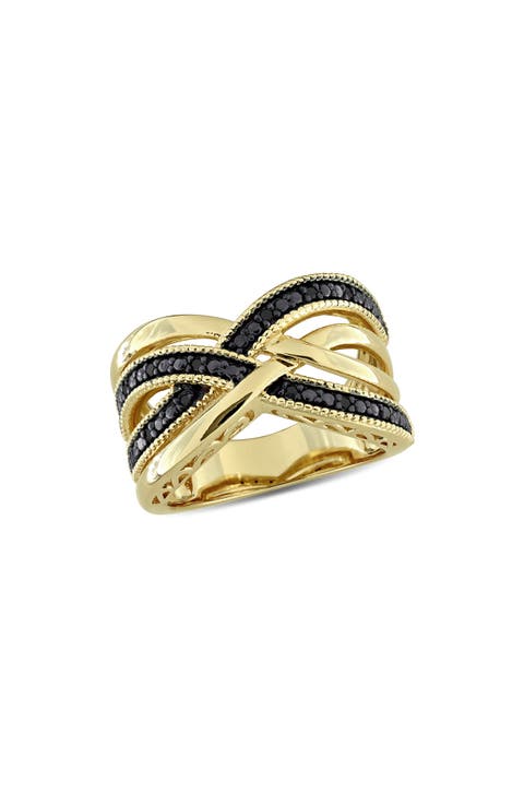 Black Diamond Crisscross Ring