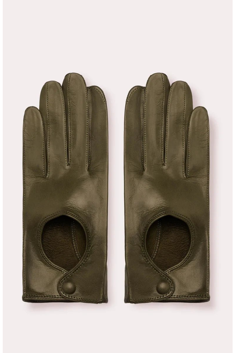 Women's Leather Driving Gloves, Main, color, Verde