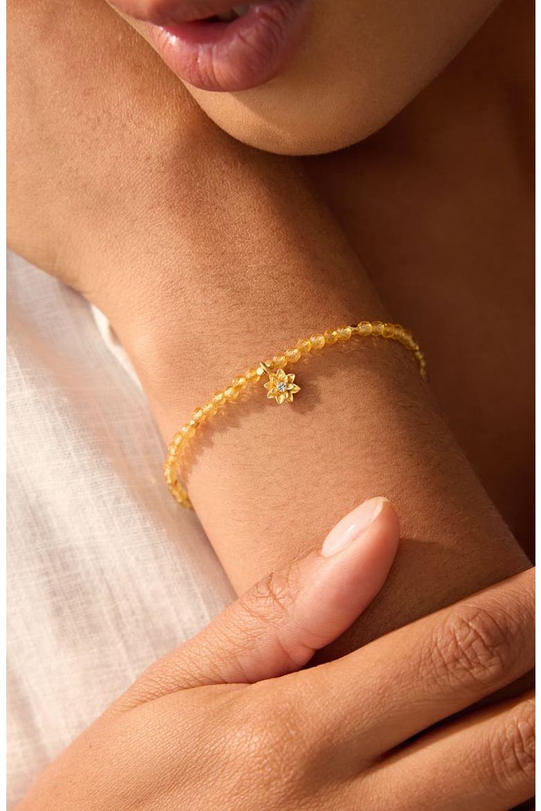 Citrine Lotus November Birthstone Bracelet, Alternate, color, Yellow