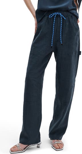 rag & bone Atlas Linen Drawstring Carpenter Pants | Nordstrom