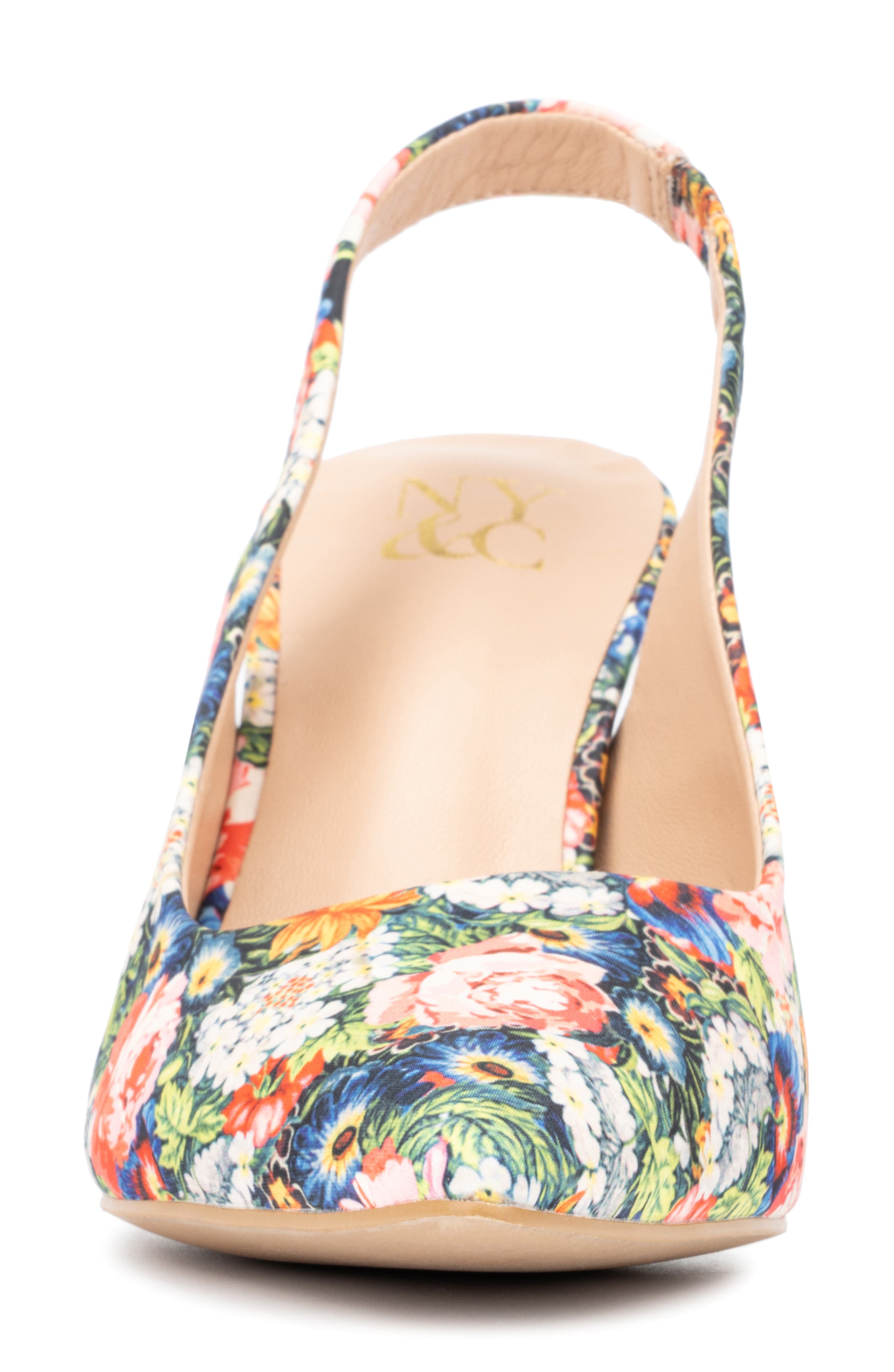 NEW YORK AND COMPANY Steph Snake Embossed Pointed Toe Slingback Pump, Alternate, color, Floral