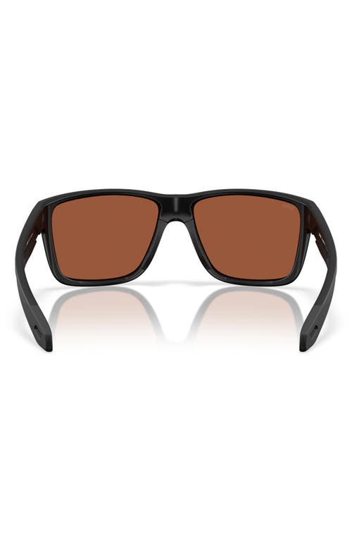 Costa Del Mar Broadbill Ii 58mm Polarized Rectangular Sunglasses In Matte Black/green Mirror