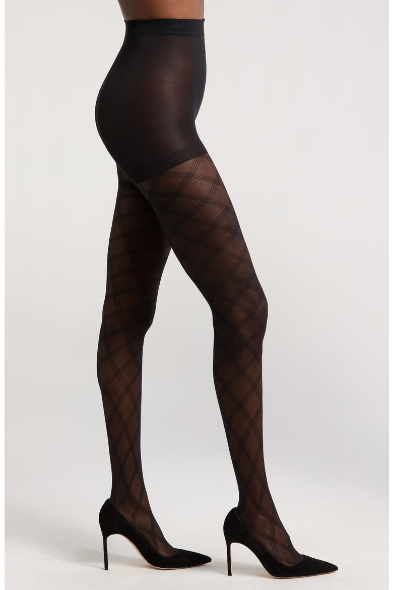 Everyday Sheer Diamond Tights, Main, color, BLACK