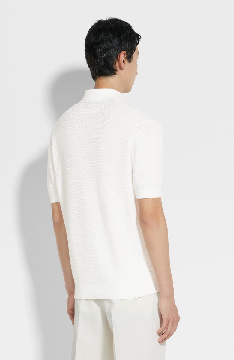 ZEGNA Waffle Stitch Cotton Polo Sweater, Alternate, color, Natural Solid