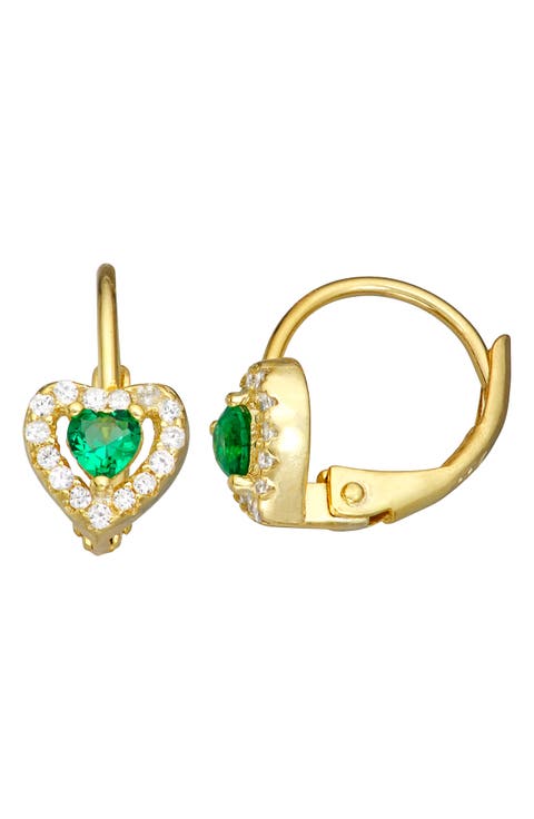 Kids' 14K Gold Plated Sterling Silver Birthstone Lever Back Earrings