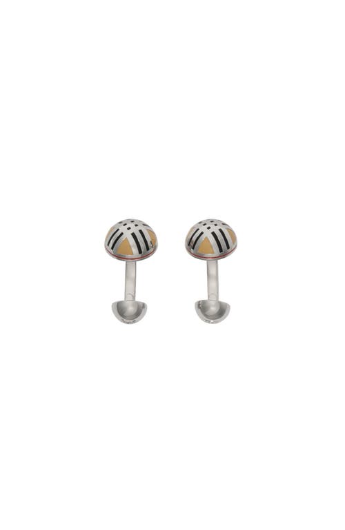 Burberry Enamel Check Cufflinks In Metallic