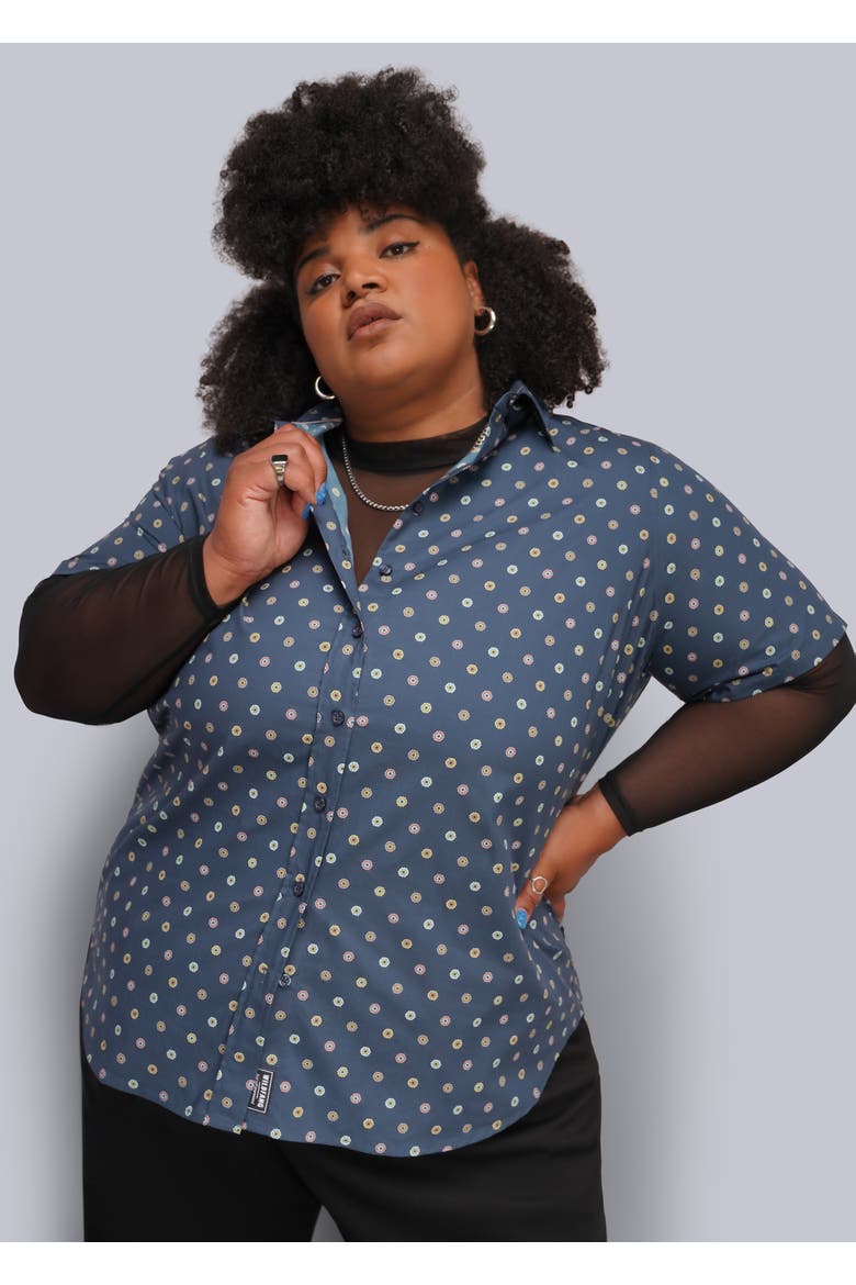 The Essential Button Up, Alternate, color, FLORAL MEDALLION NAVY