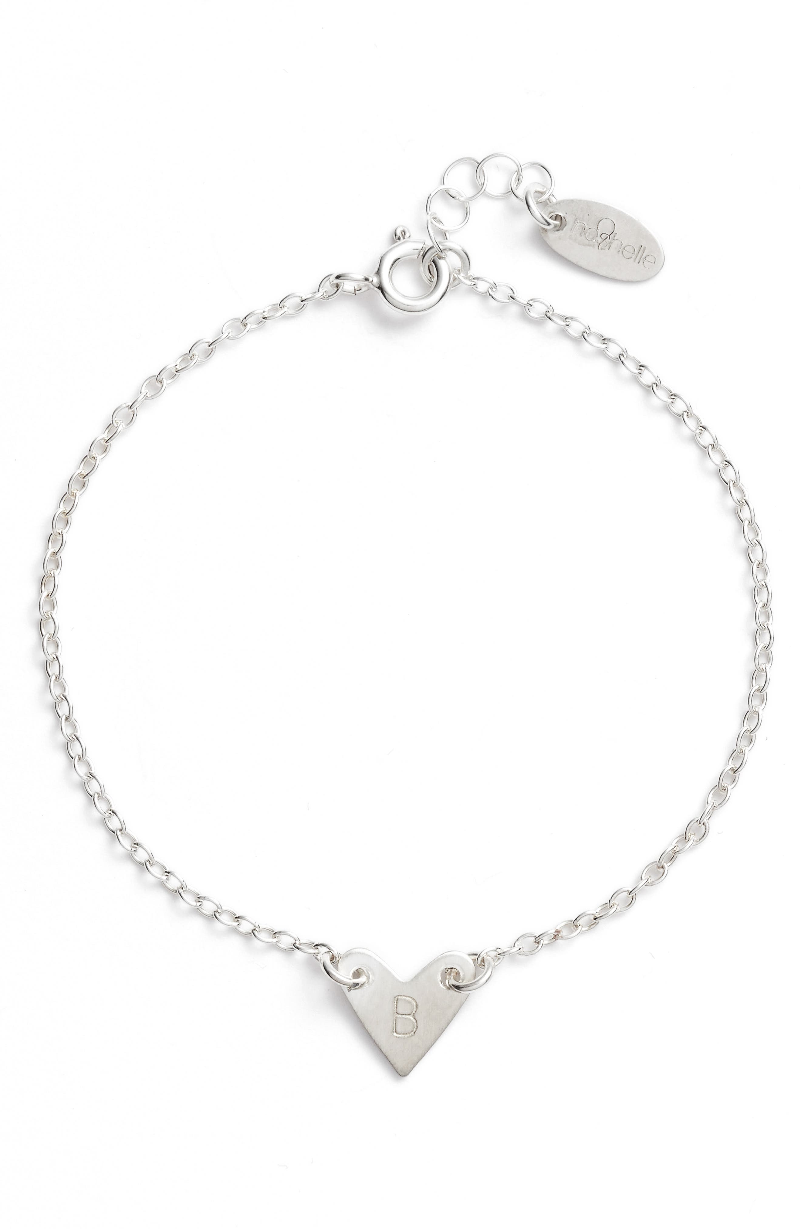 Nashelle Initial Heart Bracelet in Silver-B 