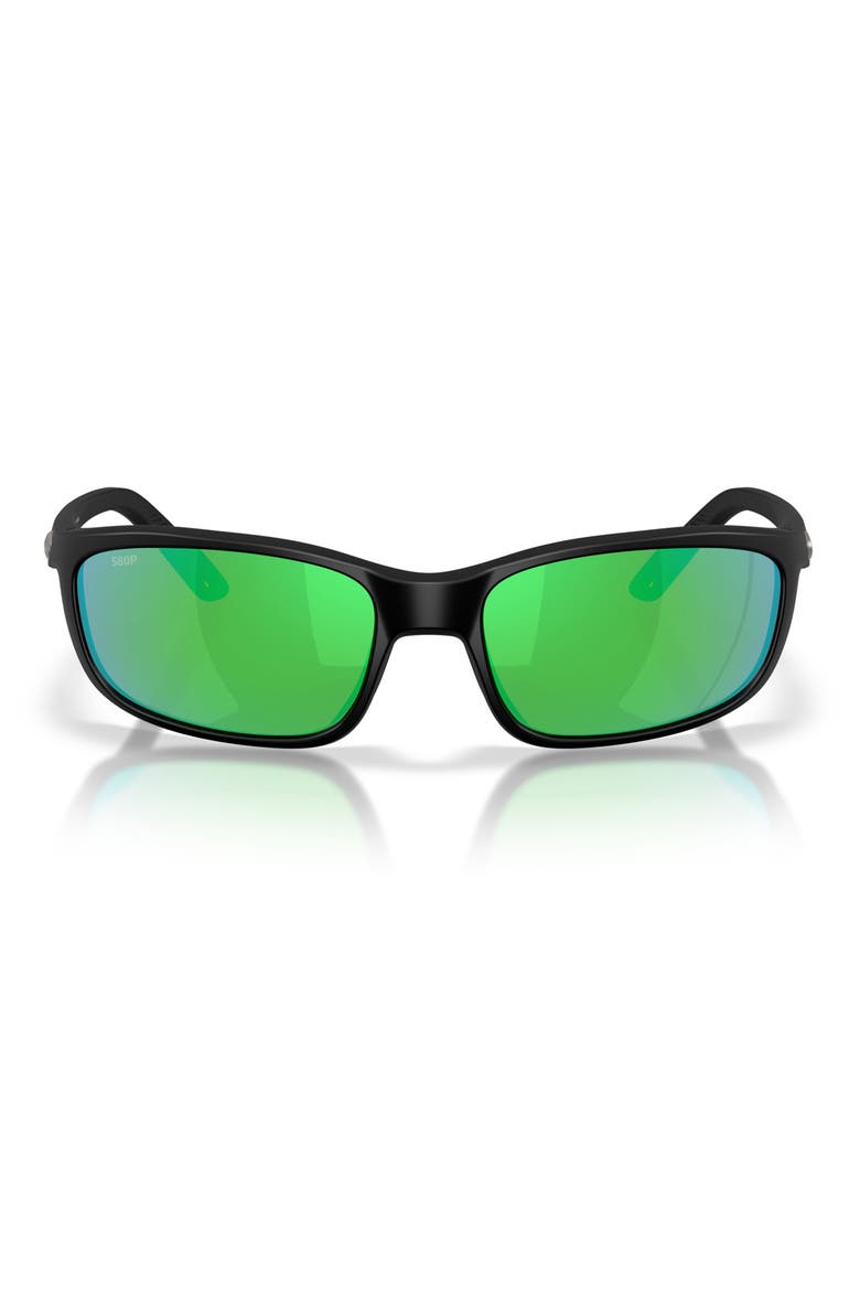 Brine II 59mm Polarized Rectangular Sunglasses, Main, color, BLACK / GREEN MIRROR