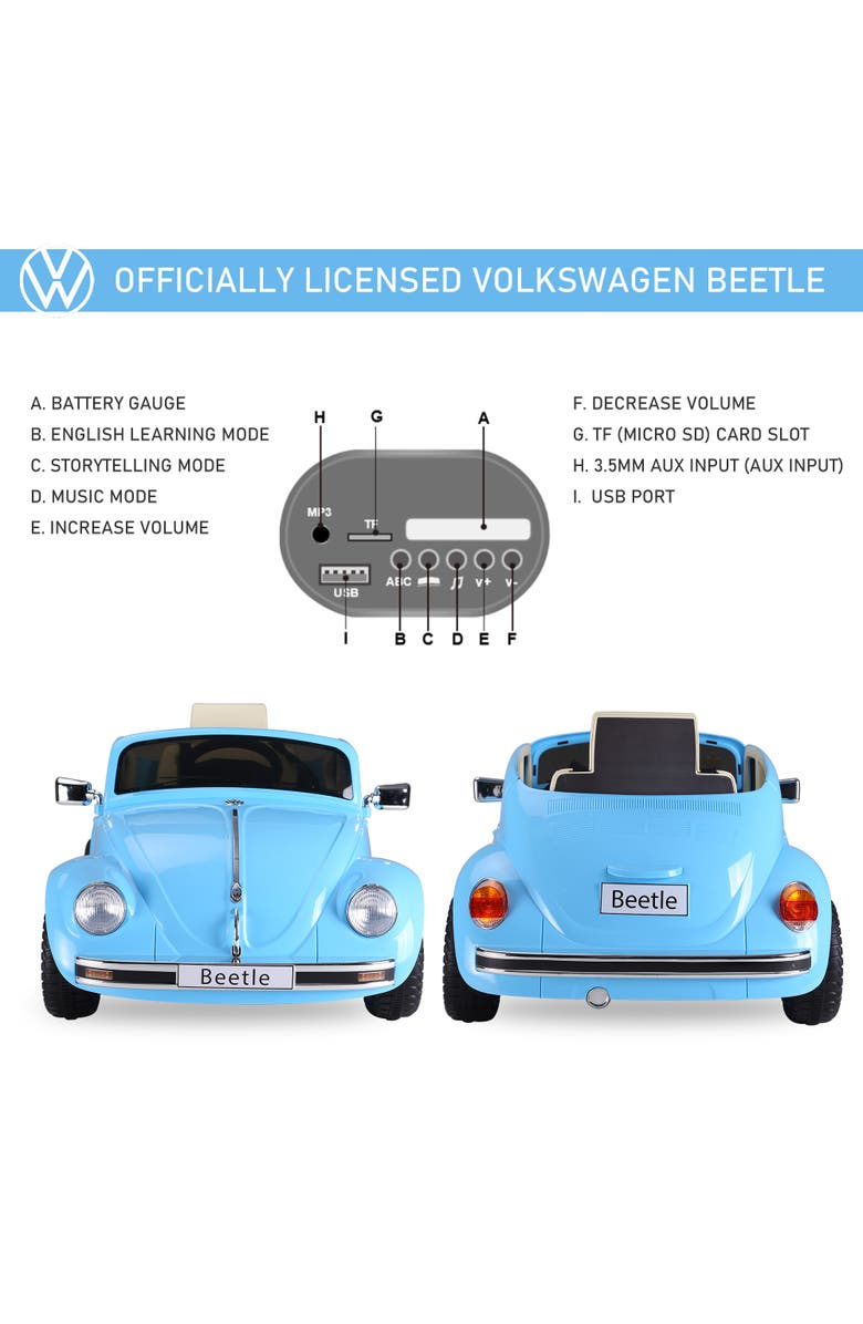 Aosom 6V Licensed Volkswagen Beetle Ride-On Car with Remote Control, Music, Alternate, color, Blue