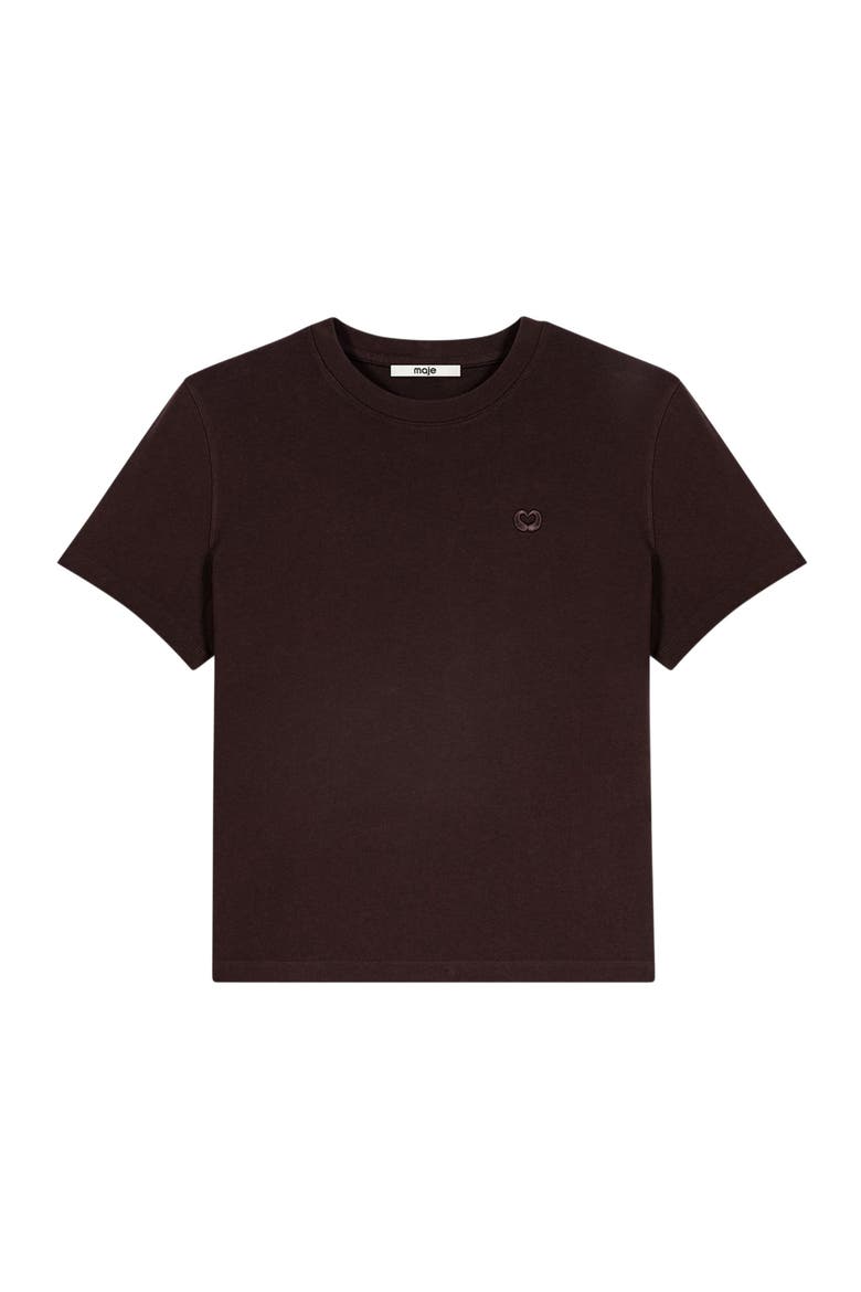 T-shirt with embroidered logo, Alternate, color, Dark brown