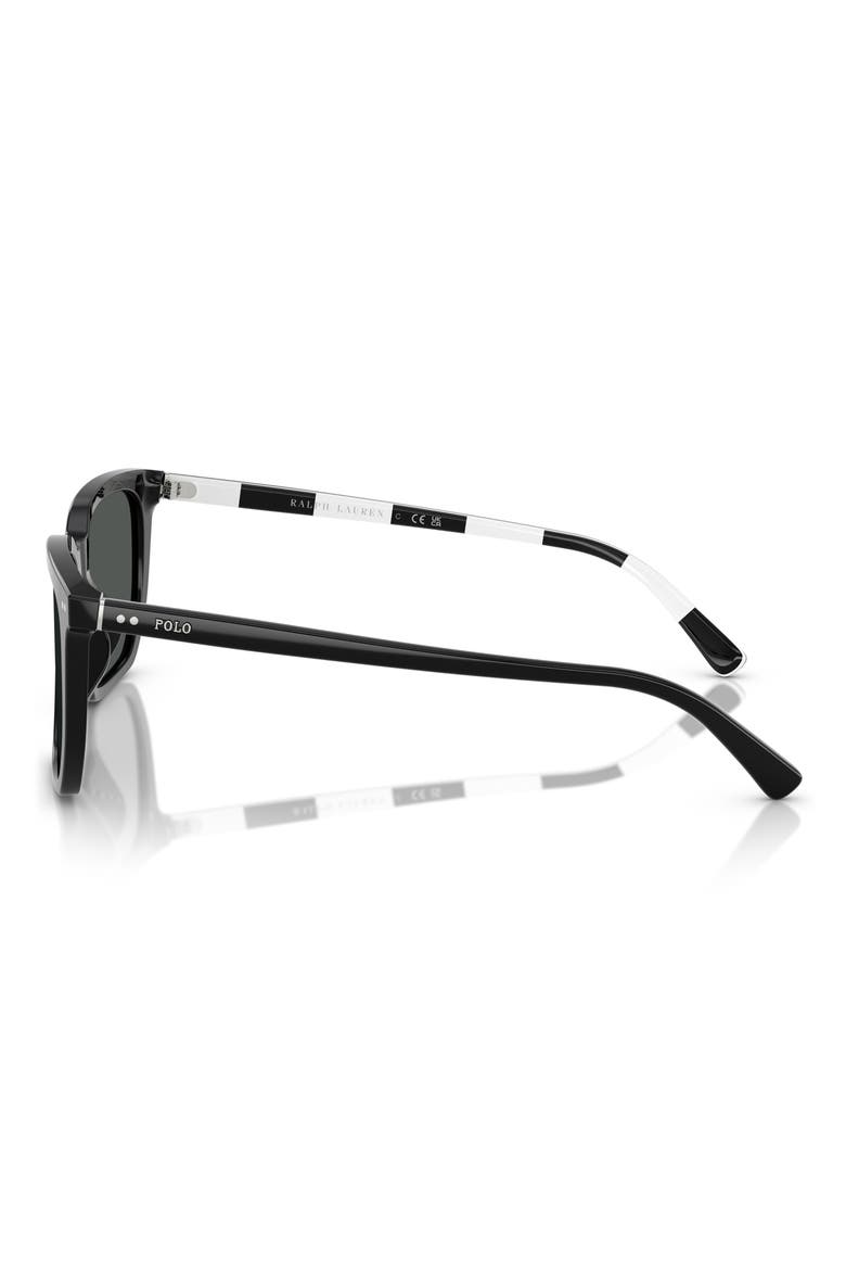 55mm Rectangular Sunglasses, Alternate, color, SHINY BLACK
