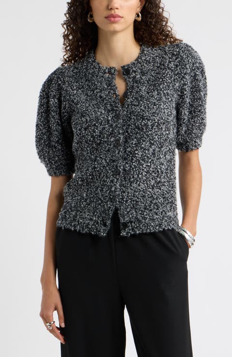 Puff Sleeve Textured Cardigan