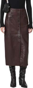 AllSaints Rock Leather Midi Skirt