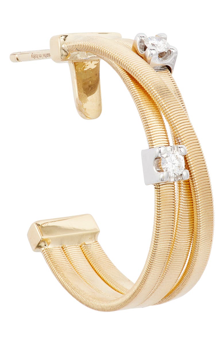 Marco Bicego Goa Coil & Diamond Triple Hoop Earrings, Alternate, color, Yellow/ White Gold