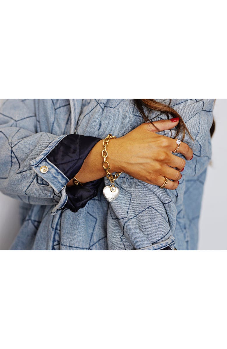 Bowood Lane Monroe Bracelet with CZ, Alternate, color, Gold / Silver Heart