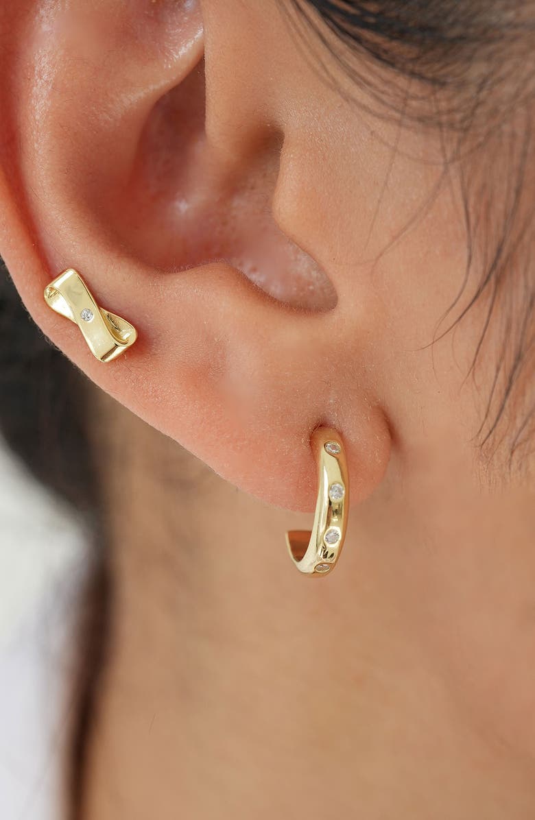 ARGENTO VIVO Cubic Zirconia Stud & Hoop Earrings Set, Alternate, color, Gold