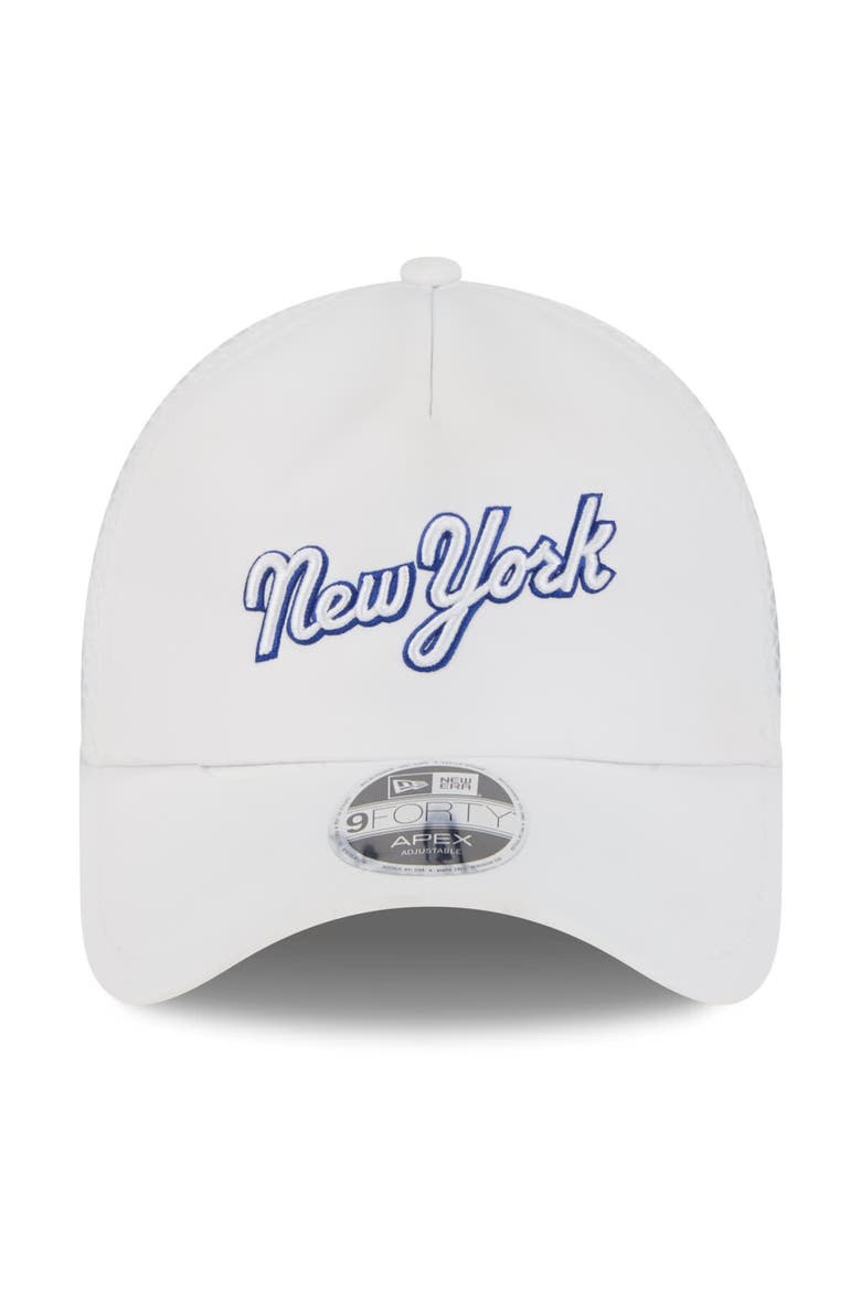 Men's New Era White New York Mets 2026 Batting Practice Apex 9FORTY Adjustable Trucker Hat, Alternate, color, White