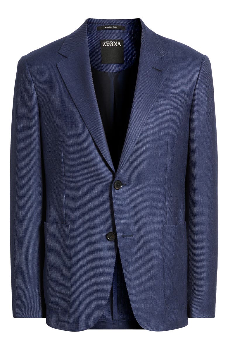 ZEGNA Cashmere, Silk & Linen Sport Coat, Alternate, color, Ink Blue