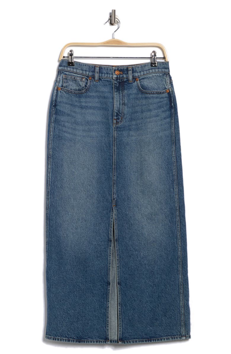 Madewell Denim Maxi Skirt, Alternate, color, Lombard Wash
