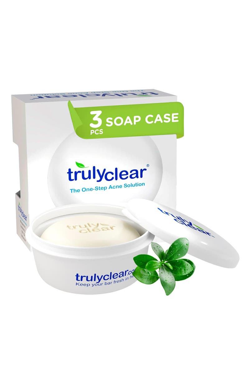 TRULY CLEAR Keep Dry Soap Case, 3pc Holder, Draining Tray, Main, color, White