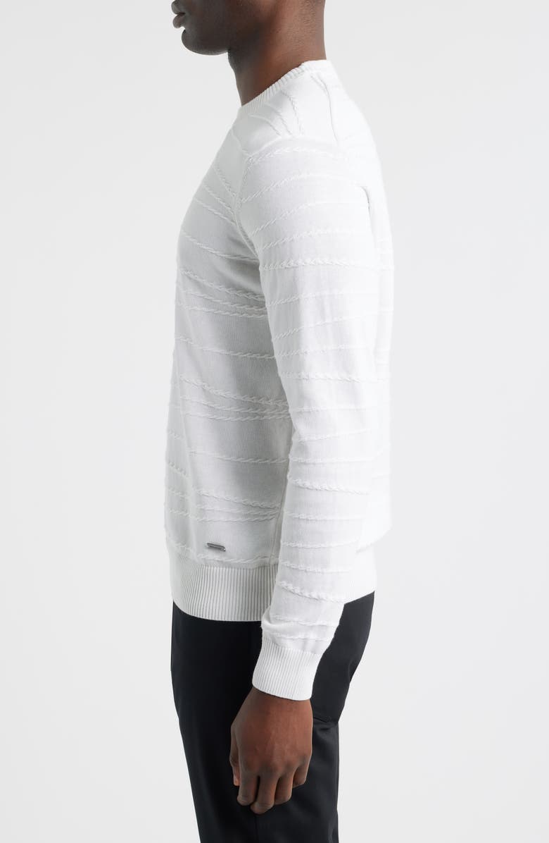 Bugatchi Textured Cotton & Silk Crewneck Sweater, Alternate, color, Chalk