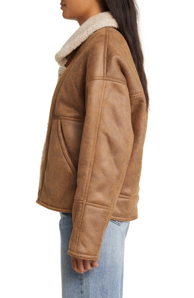Lucky Brand Faux Shearling Moto Jacket, Alternate, color,