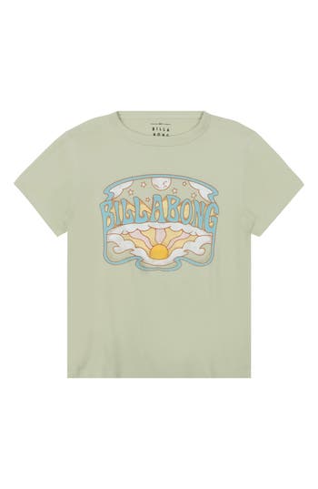 Billabong Kids' Sun Moon Bay Cotton Graphic T-shirt In Sage Frost