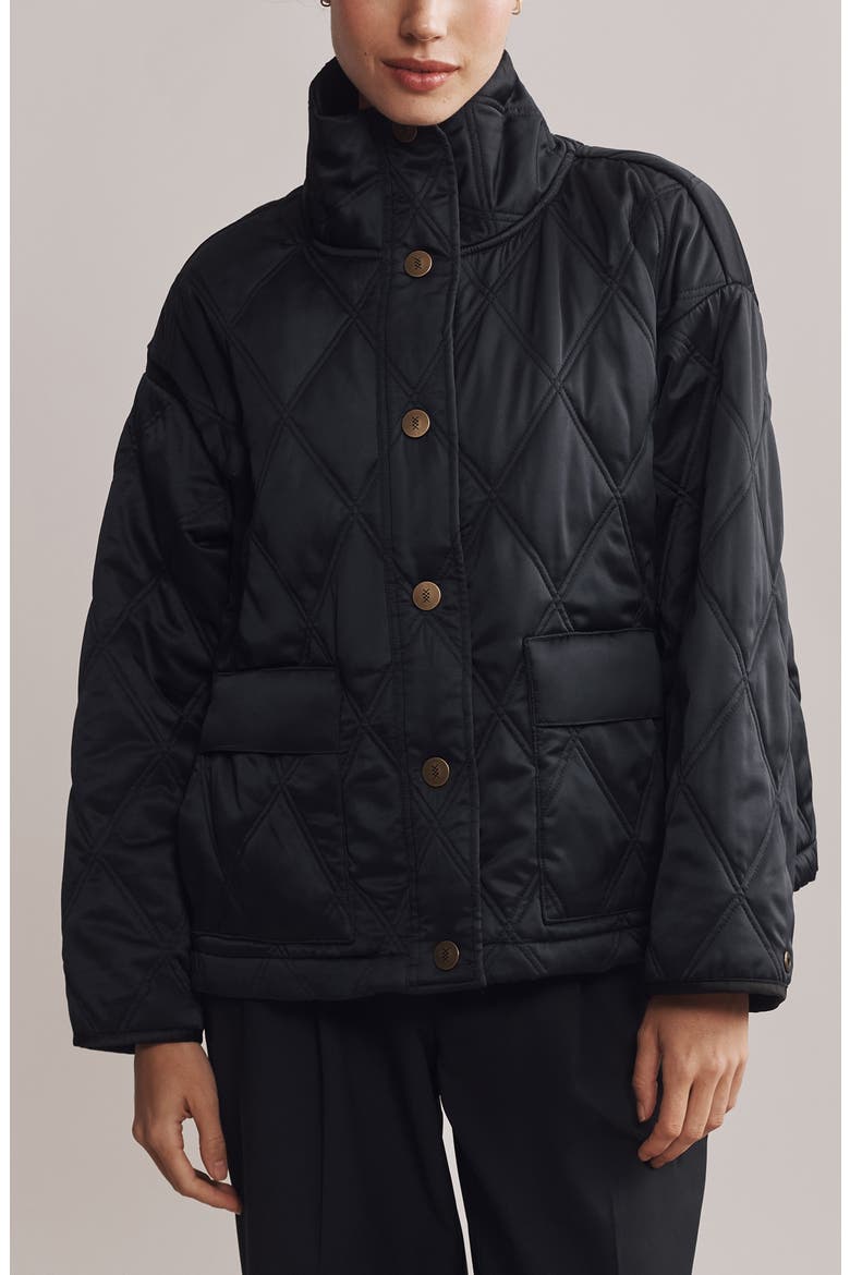Dalston Water Repellent Quilted Jacket, Main, color, BLACK