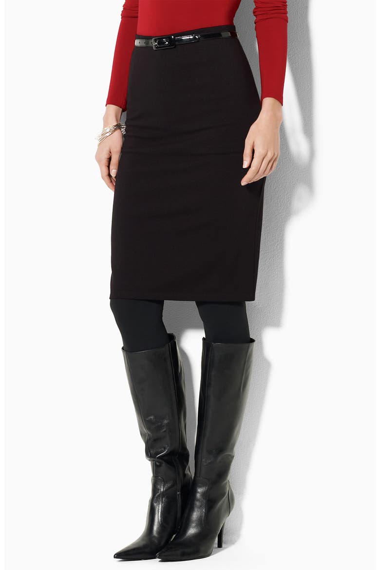 Lauren by Ralph Lauren High Waist Pencil Skirt, Main, color, BLACK