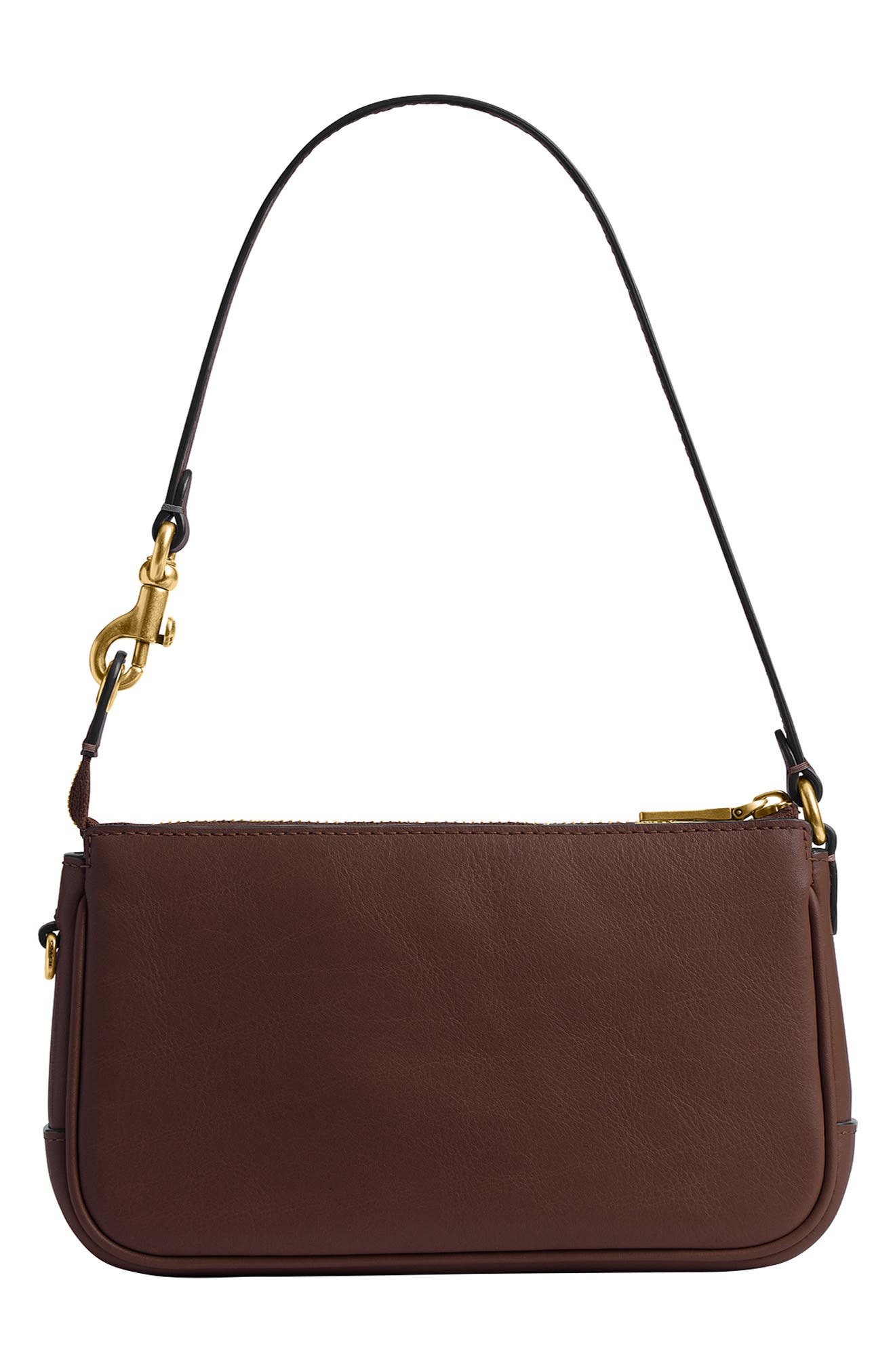 COACH Plaza 18 Natural Grain Leather Shoulder Bag, Alternate, color, B4/Maple