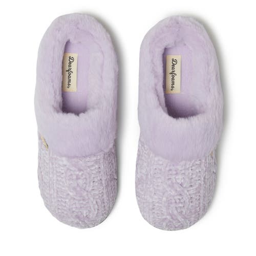 Dearfoams Claire Cable Knit Chenille Clog Slipper In Wisteria