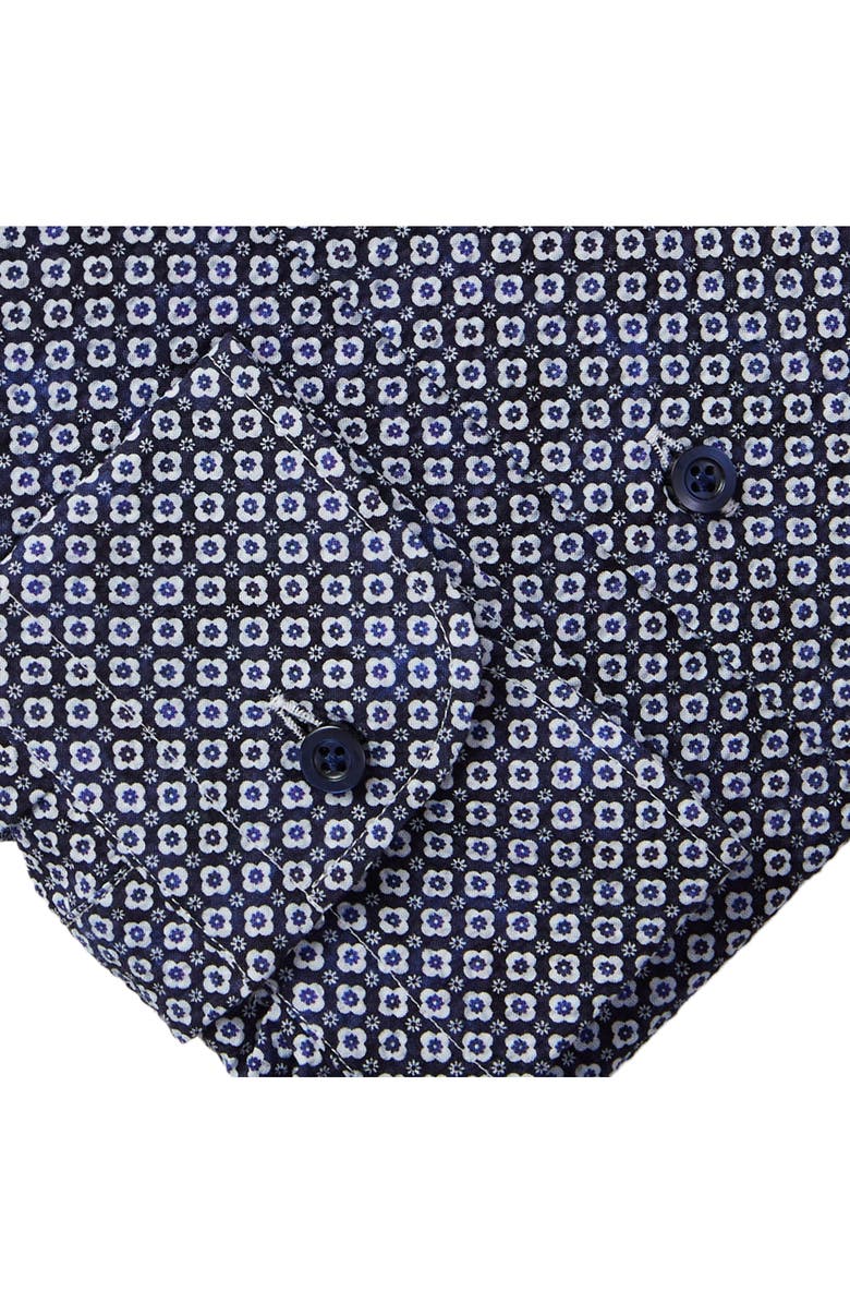 Emanuel Berg Textured Sartorial Floral Cotton Dress Shirt, Alternate, color, Navy