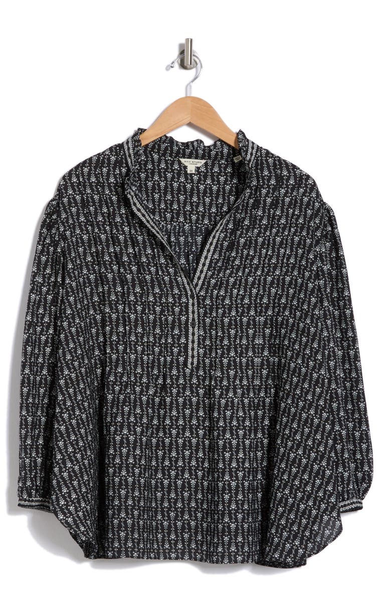 MAX STUDIO Split Neck Long Sleeve Top, Alternate, color,