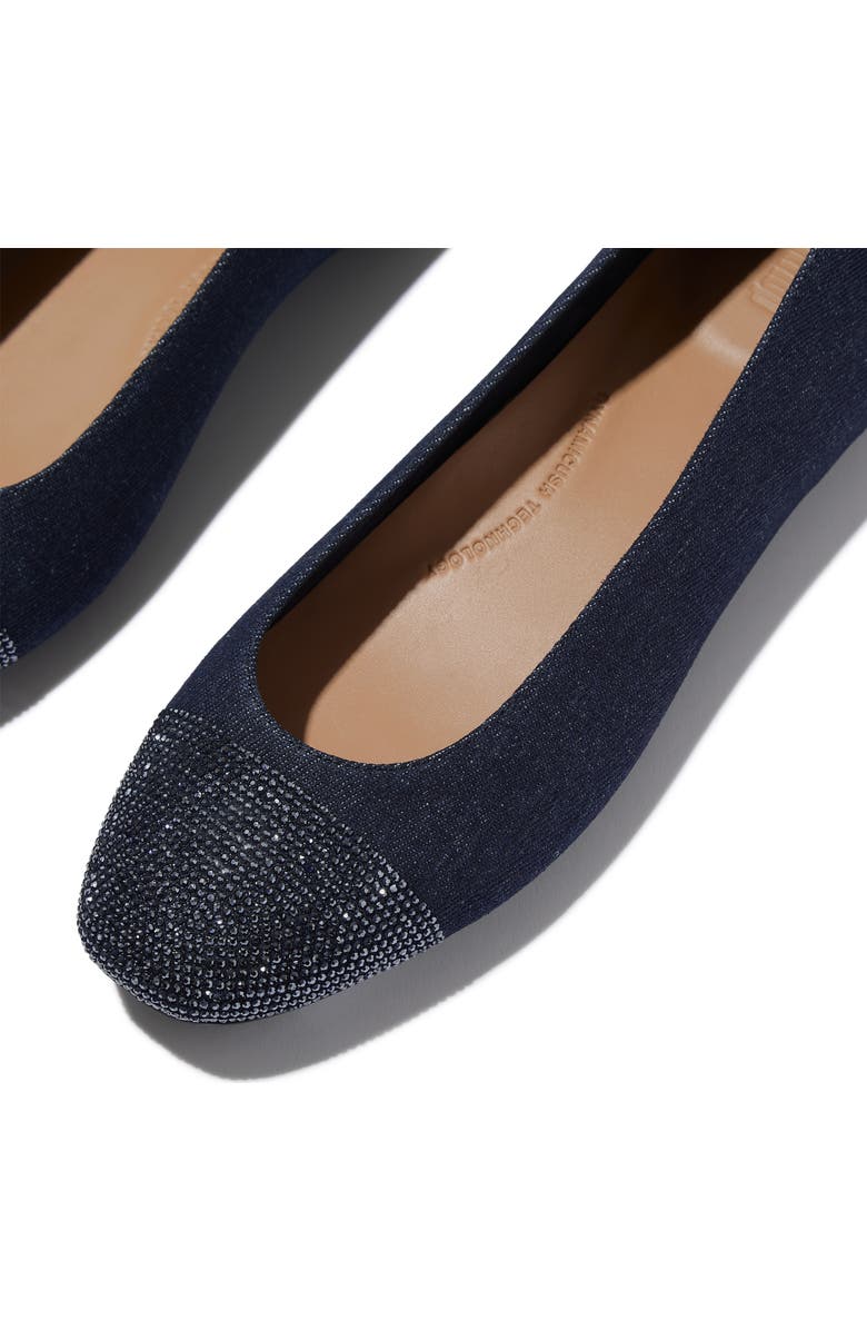 FitFlop Delicato Crys Cap-Toe Ballet, Alternate, color, Dark Denim