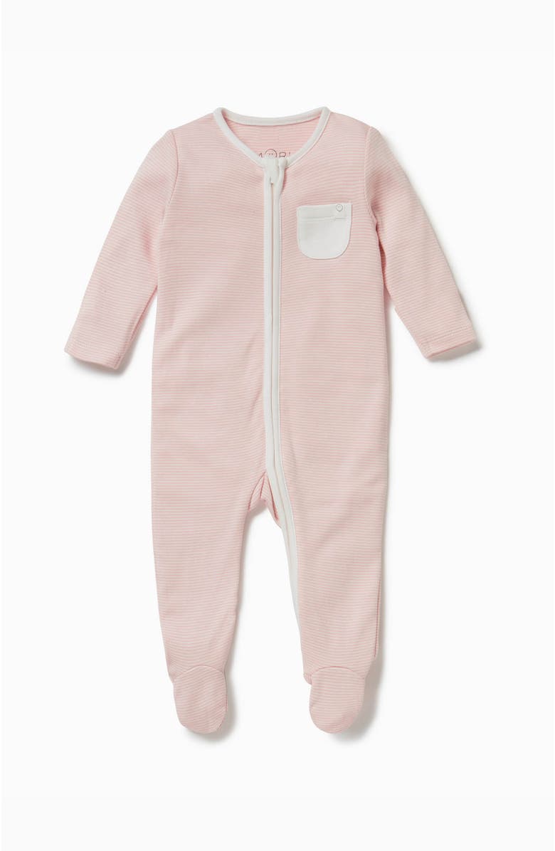 MORI Two Way Zip-Up Sleepsuit, Main, color, Blush Stripe