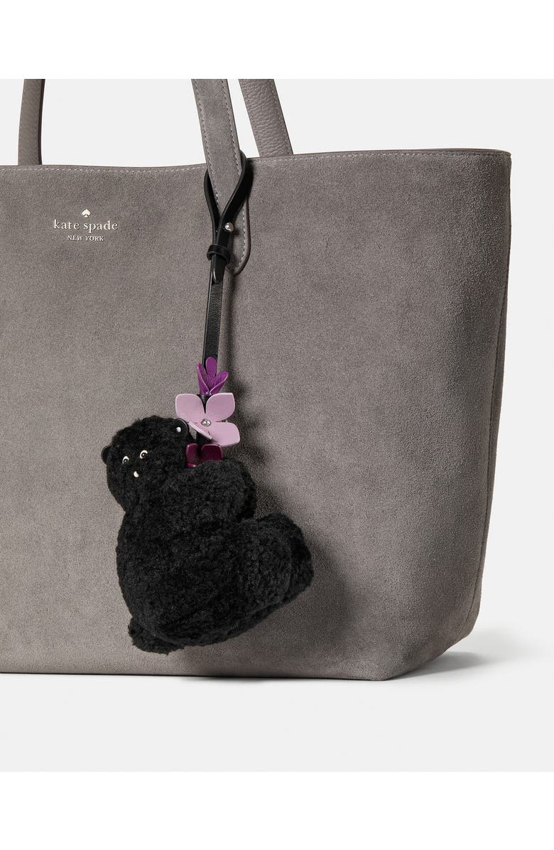 Kate Spade New York critters faux shearling penelope bear bag charm, Alternate, color, Black