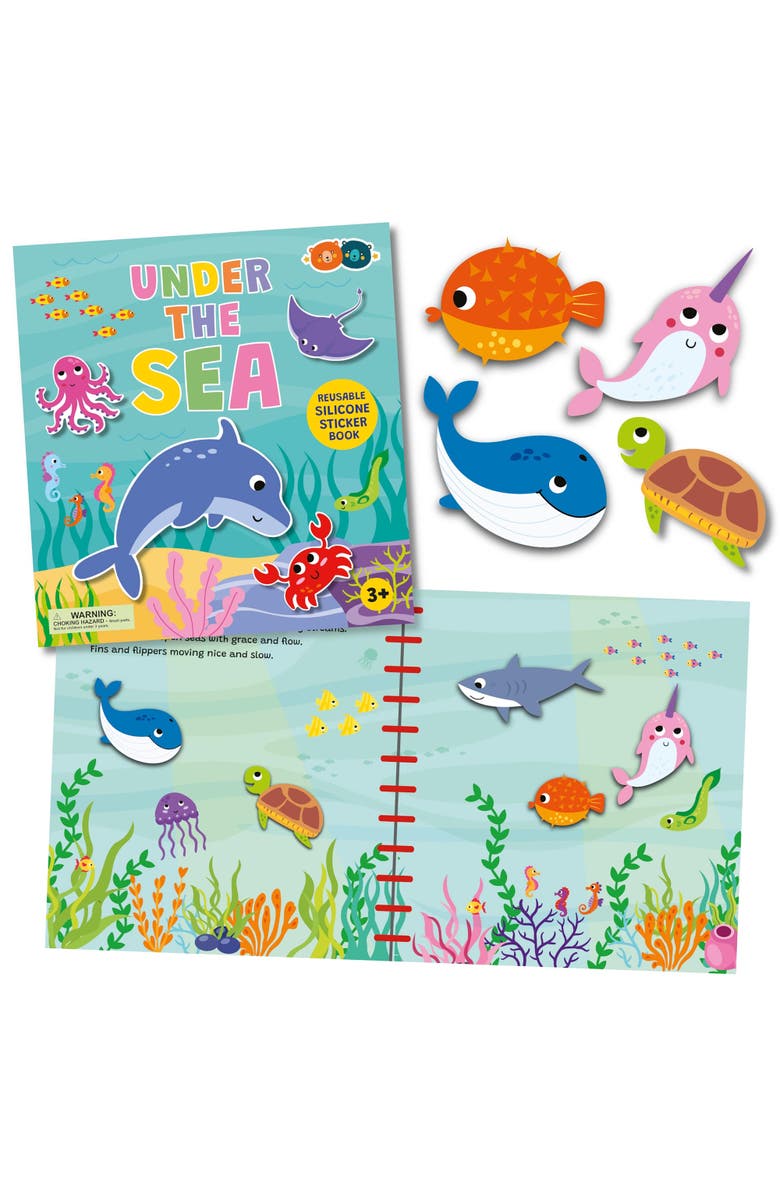 Buddy & Barney Reusable Silicone Sticker Book, Under The Sea, Kids 3+, Alternate, color, Multicolored