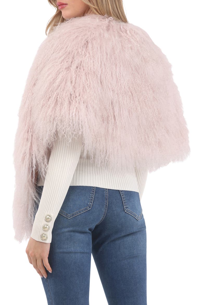 Select Genuine Shearling Shawl, Alternate, color, PINK