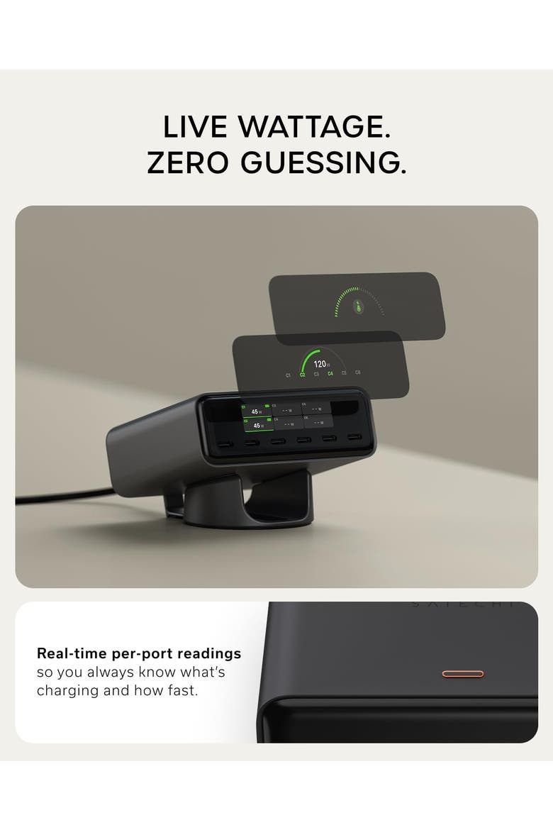 ChargeView 240W 6-Port USB-C GaN Desktop Charger with On-Demand LCD Display, Alternate, color, Space Black