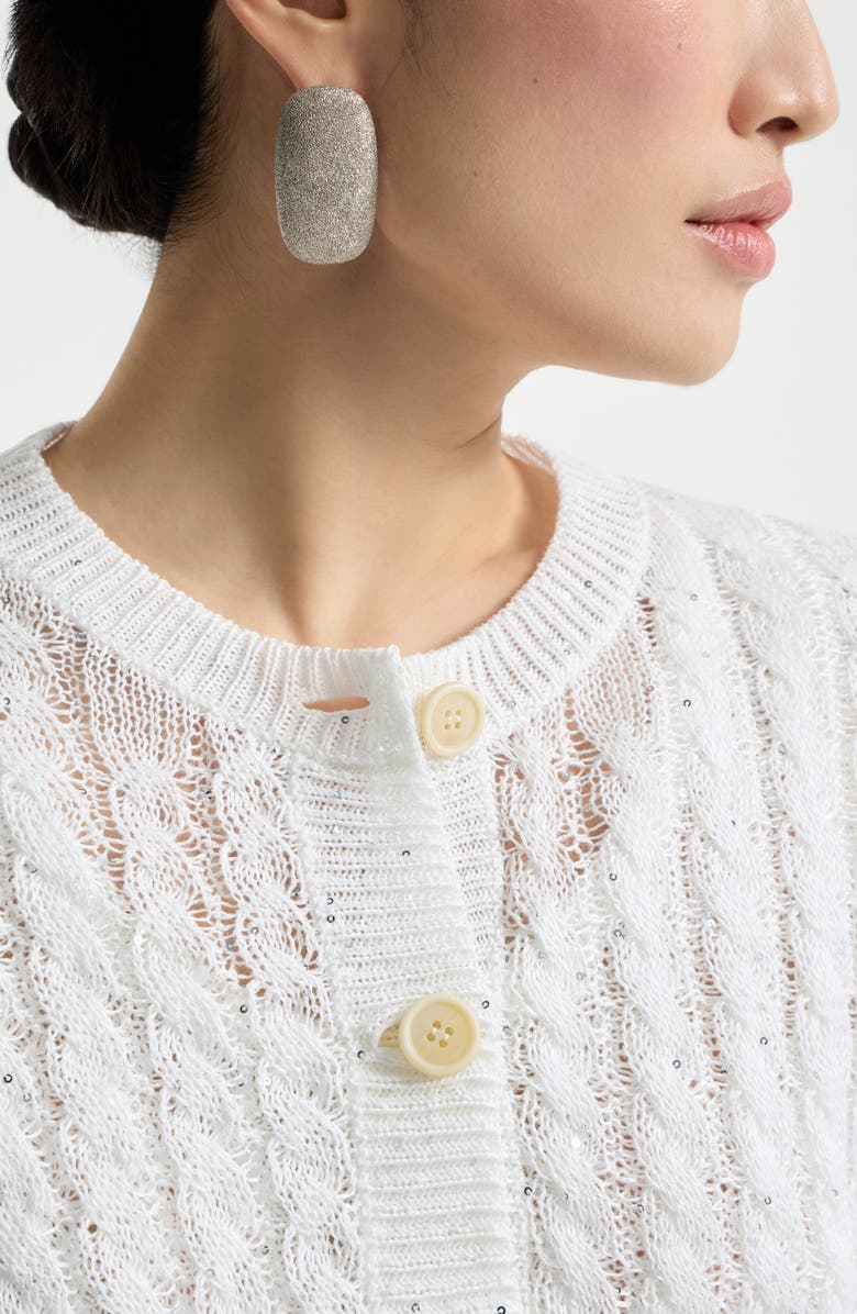 Brunello Cucinelli Dazzling cable cardigan, Alternate, color, White