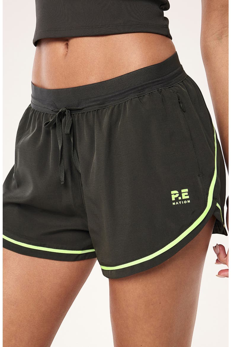 Linear Drawstring Shorts, Main, color, CAVIAR/ LIME